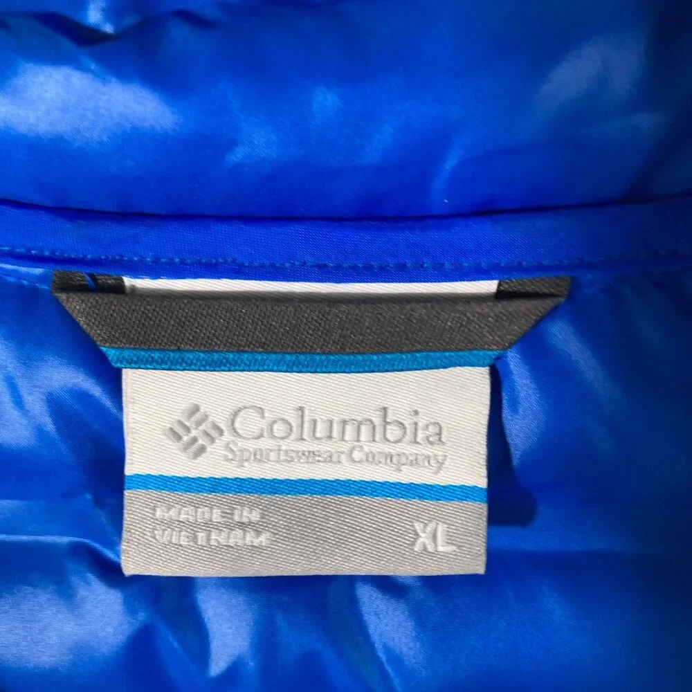 Boys Columbia Heat Seal Down Puffer‎ Vest Zip Blue XL Water Resistant NWT